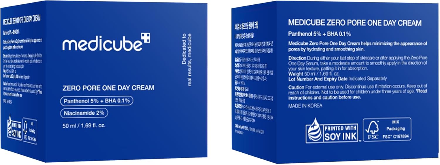 Crema viso Medicube Zero Pore One Day Cream, crema idratante e levigante per la pelle del viso con effetto opacizzante