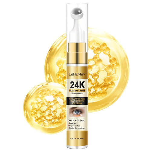 Crema contorno occhi Lanemay MG store con oro 24K, trattamento viso idratante e rassodante, con confezione elegante.