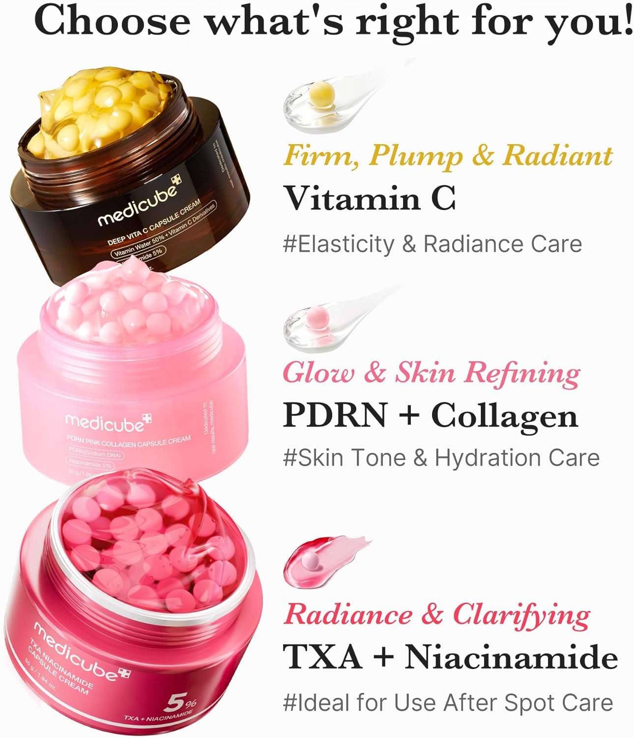 Crema viso Medicube Deep Vita C Capsule Cream con capsule arancioni e contenitore bianco, ideale per la cura della pelle.