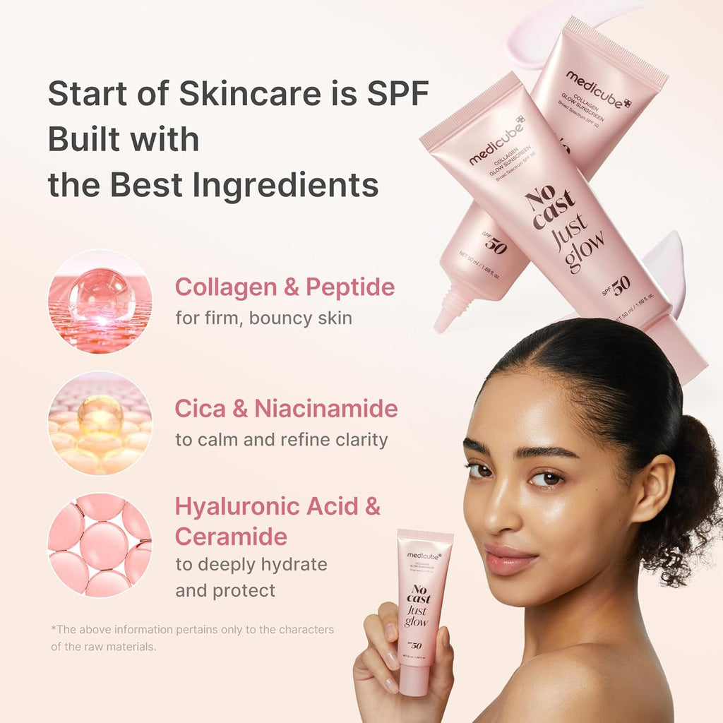 Medicube – No Cast Just Glow Collagen Sunscreen SPF50+ | Solare Viso K-Beauty