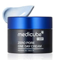 Crema viso MG store Medicube Zero Pore One Day, texture leggera e idratante, in confezione bianca e tubo con etichetta.