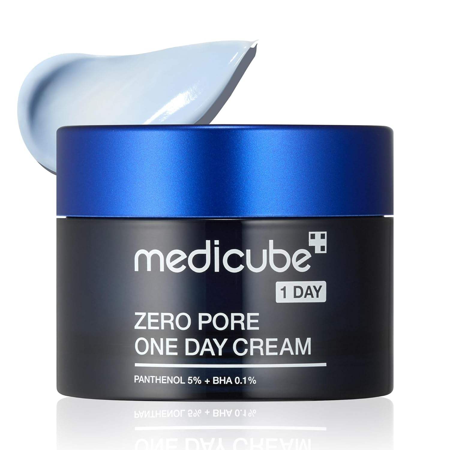 Crema viso MG store Medicube Zero Pore One Day, texture leggera e idratante, in confezione bianca e tubo con etichetta.